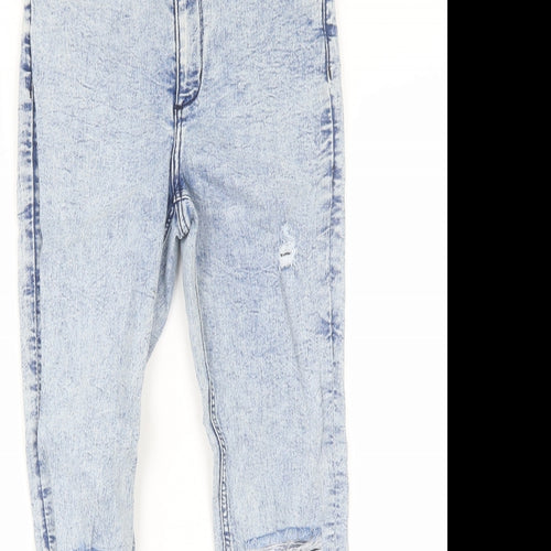 H&M Girls Blue  Cotton Skinny Jeans Size 11-12 Years  Regular  - Distressed