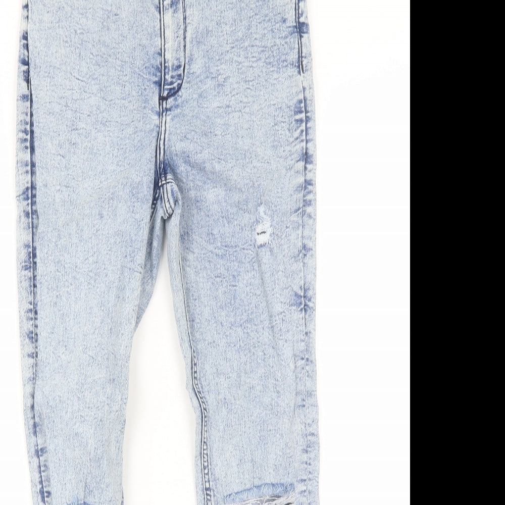 H&M Girls Blue  Cotton Skinny Jeans Size 11-12 Years  Regular  - Distressed