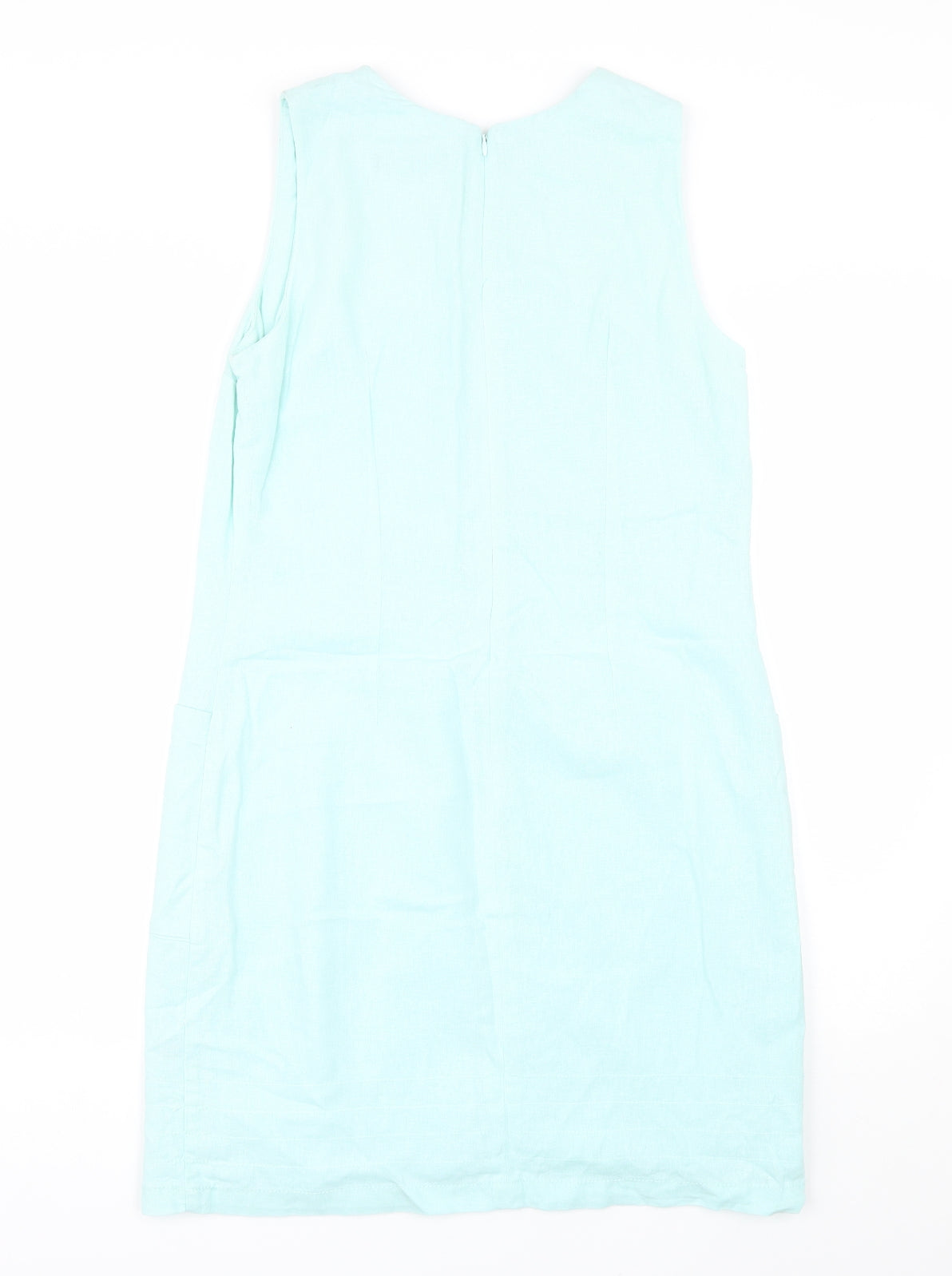 Peacocks Womens Blue  Linen Shift  Size 10  V-Neck