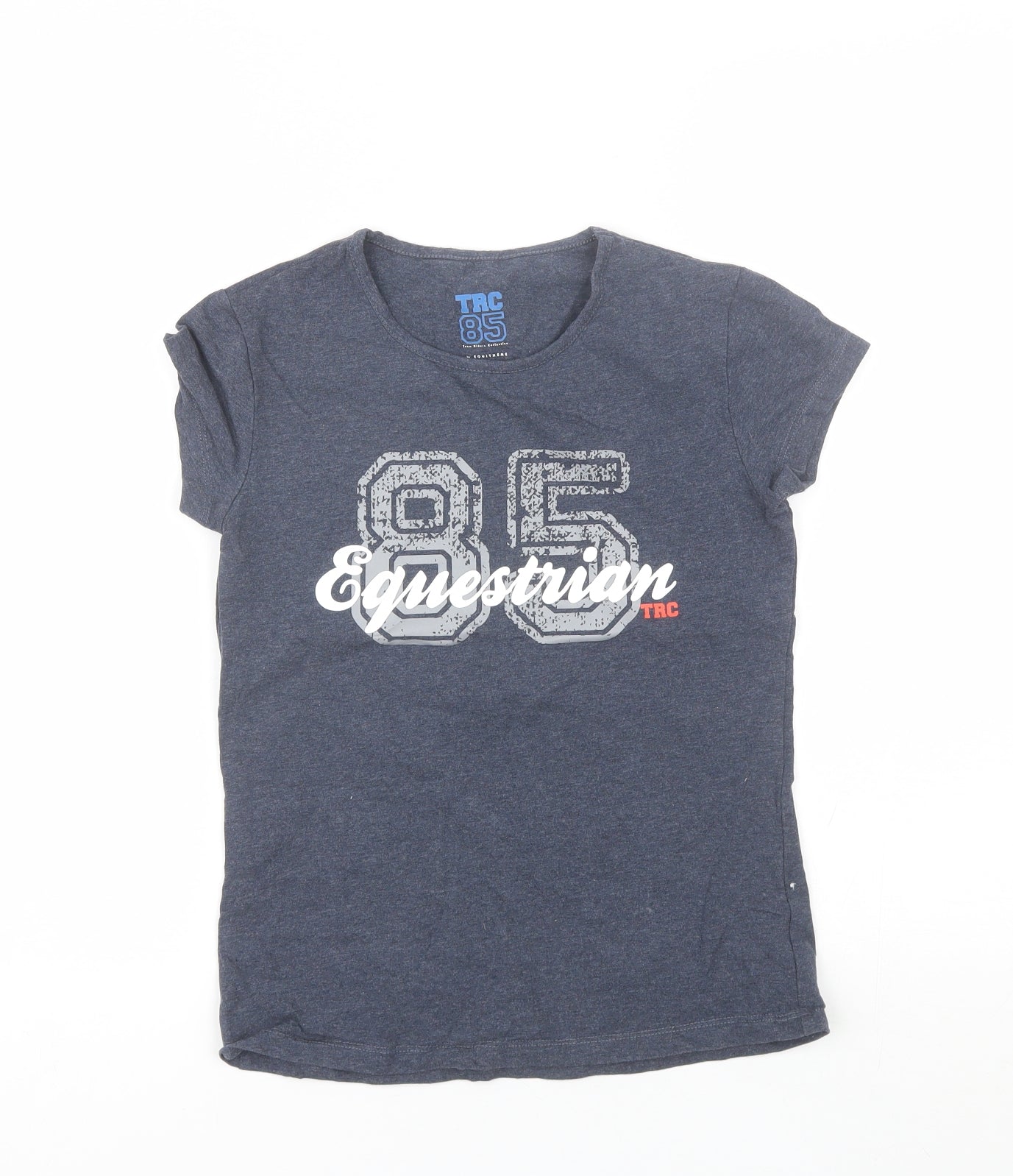 Equitheme Girls Blue  Cotton Basic T-Shirt Size 14 Years Round Neck