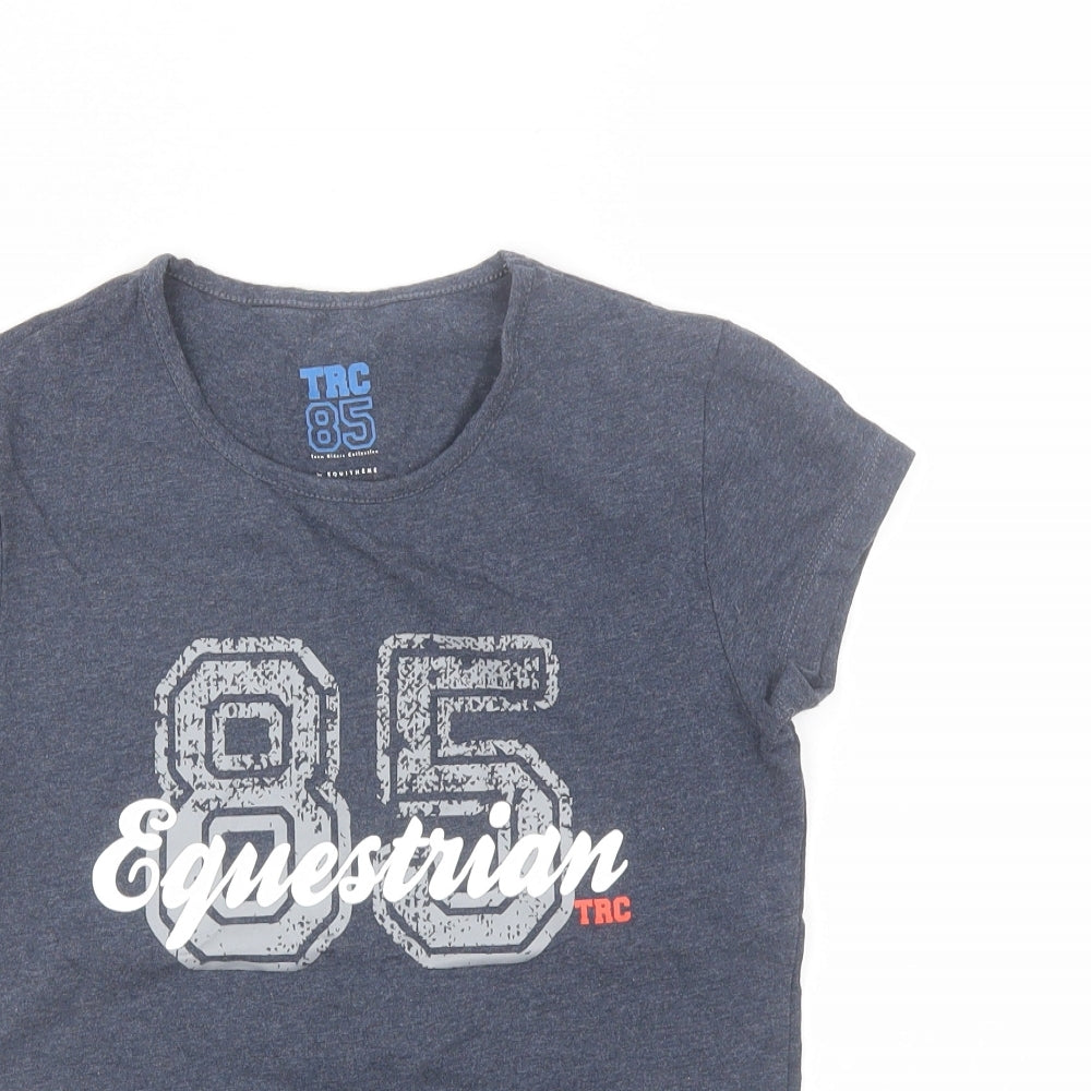 Equitheme Girls Blue  Cotton Basic T-Shirt Size 14 Years Round Neck