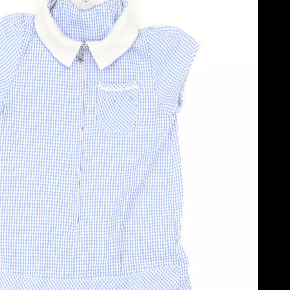 TU Girls Blue Check Cotton Shift  Size 10 Years  Collared  - School