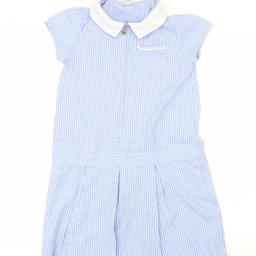 TU Girls Blue Check Cotton Shift  Size 10 Years  Collared  - School