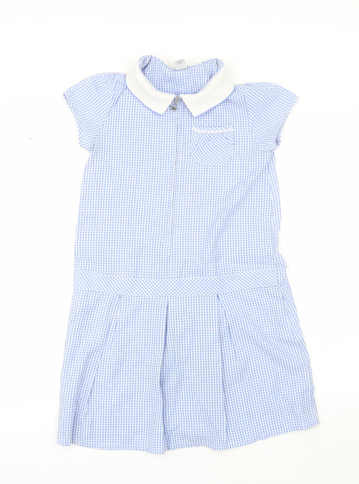 TU Girls Blue Check Cotton Shift  Size 10 Years  Collared  - School