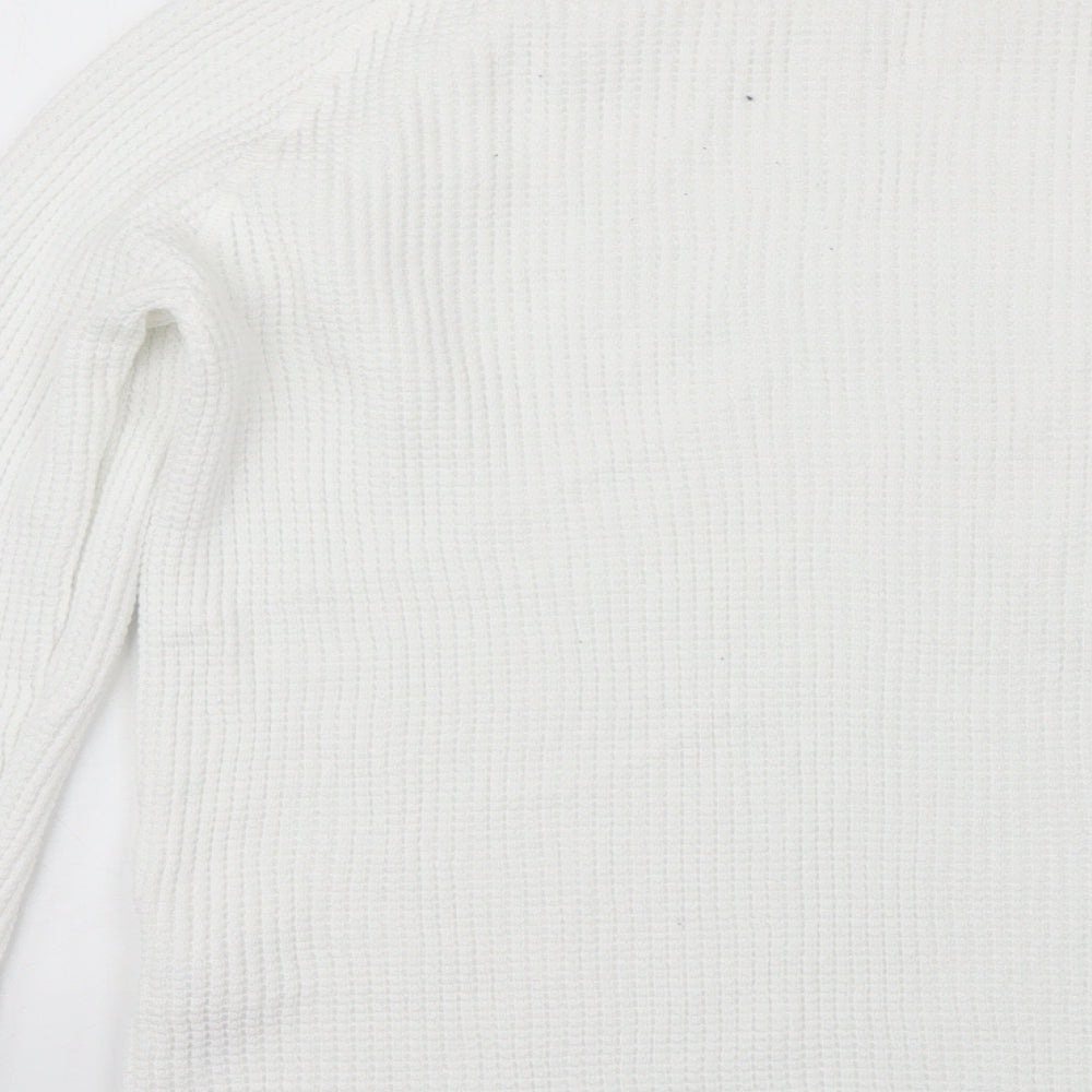 Primark Womens White Round Neck  Cotton Pullover Jumper Size M