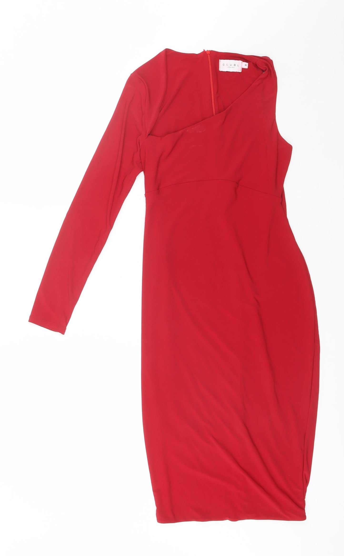 ClubL London Womens Red  Polyester Shift  Size 8  Round Neck
