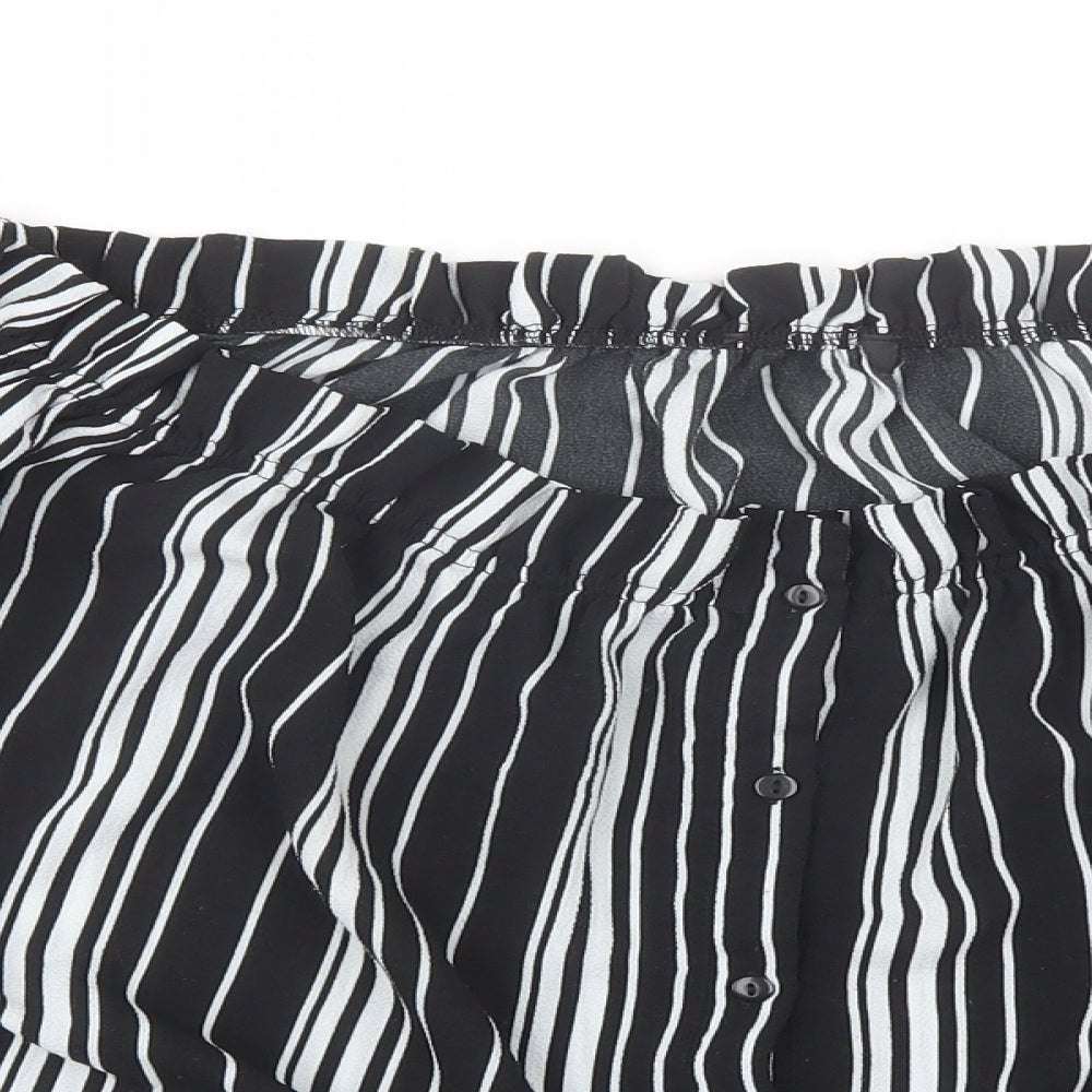 Cameo Rose Womens Black Striped Polyester Basic Blouse Size 16 Off the Shoulder