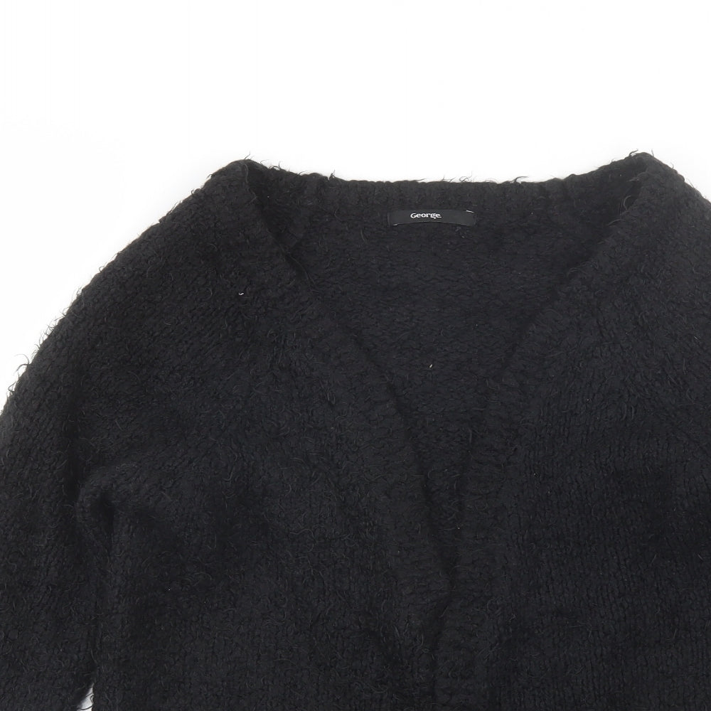 George Womens Black V-Neck  Polyester Cardigan Jumper Size 14