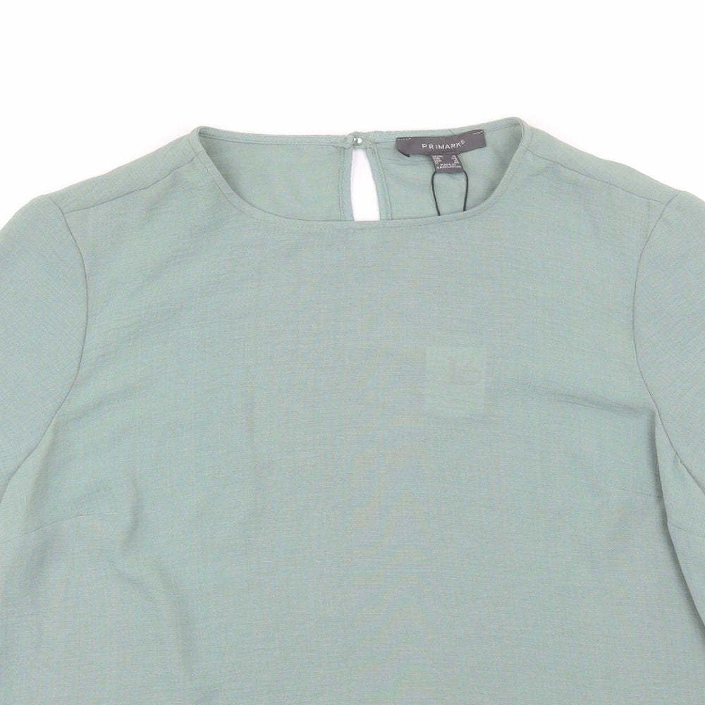 Primark Womens Green  Polyester Basic Blouse Size 16 Round Neck