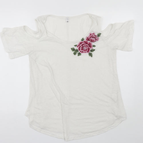 Nextmia Womens White  Polyester Blend Basic Blouse Size 14 Round Neck