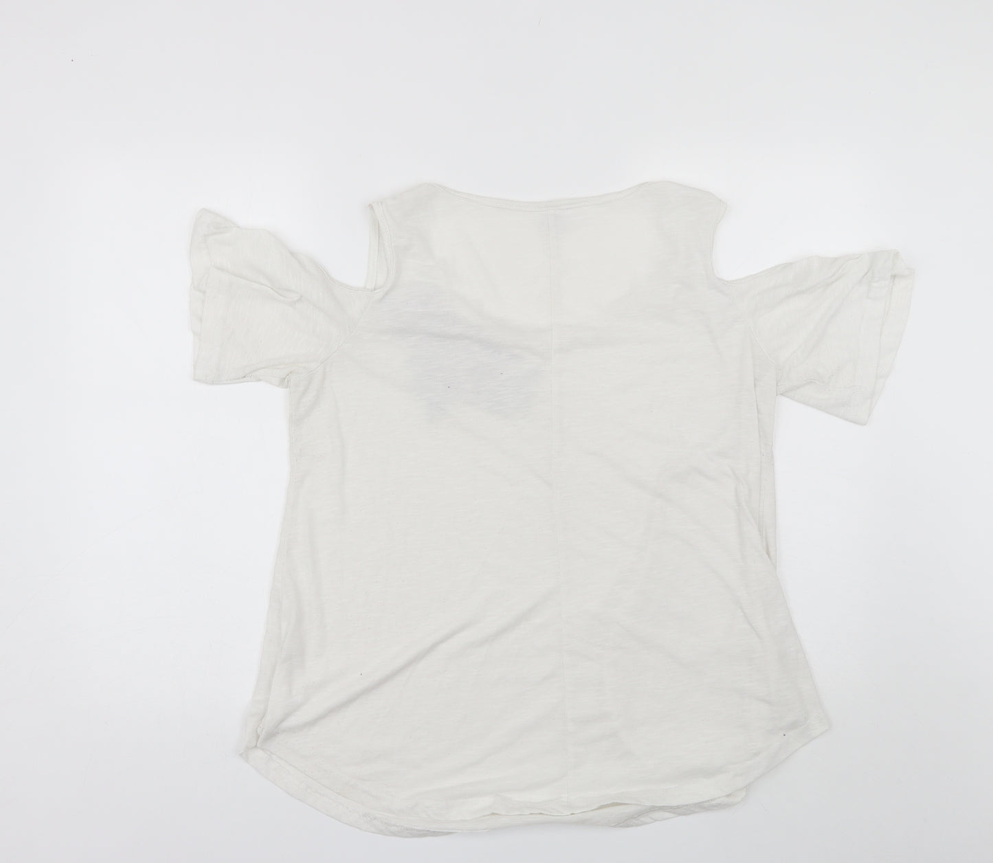 Nextmia Womens White  Polyester Blend Basic Blouse Size 14 Round Neck