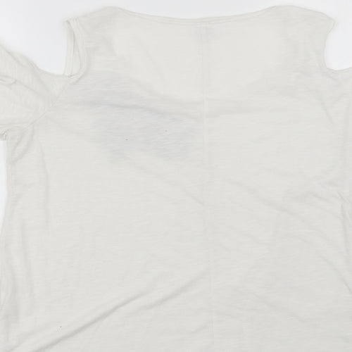 Nextmia Womens White  Polyester Blend Basic Blouse Size 14 Round Neck