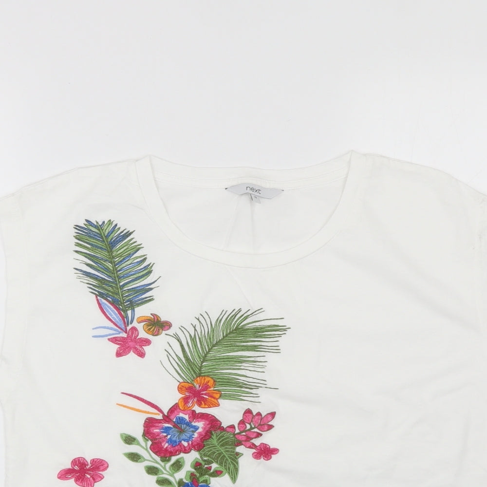 NEXT Womens White  Cotton Basic T-Shirt Size 12 Round Neck