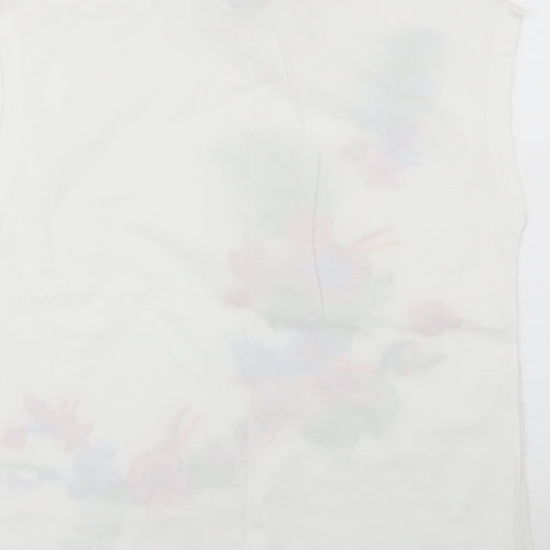 NEXT Womens White  Cotton Basic T-Shirt Size 12 Round Neck