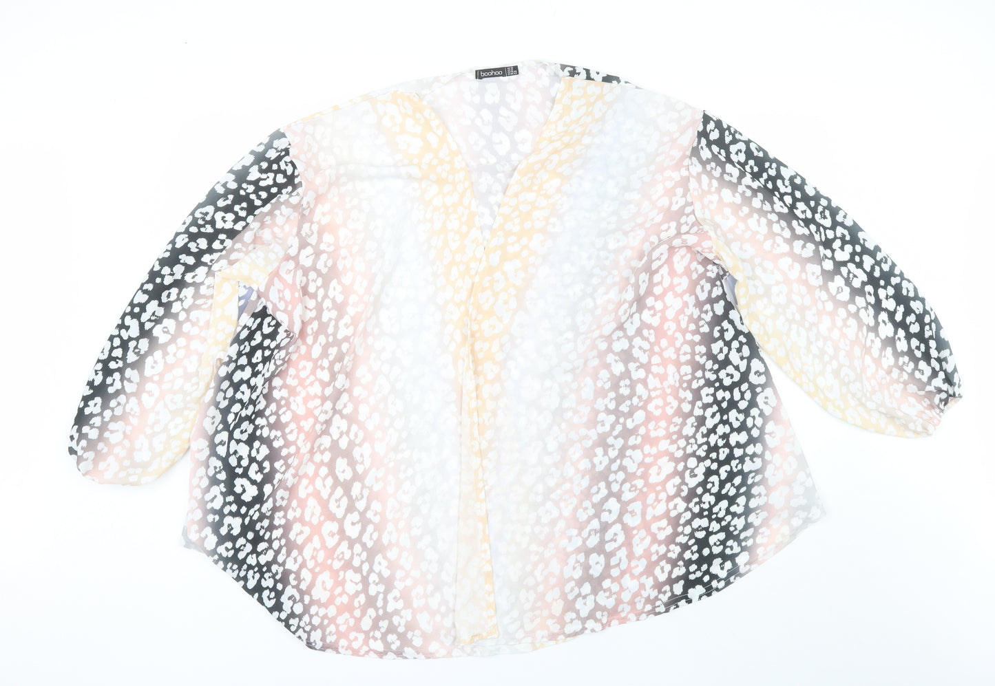 Boohoo Womens Multicoloured V-Neck Animal Print Polyester Shrug Jumper Size 18