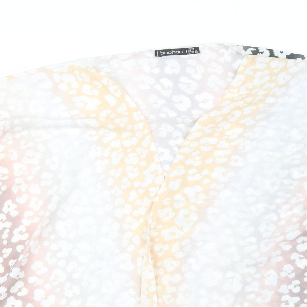 Boohoo Womens Multicoloured V-Neck Animal Print Polyester Shrug Jumper Size 18