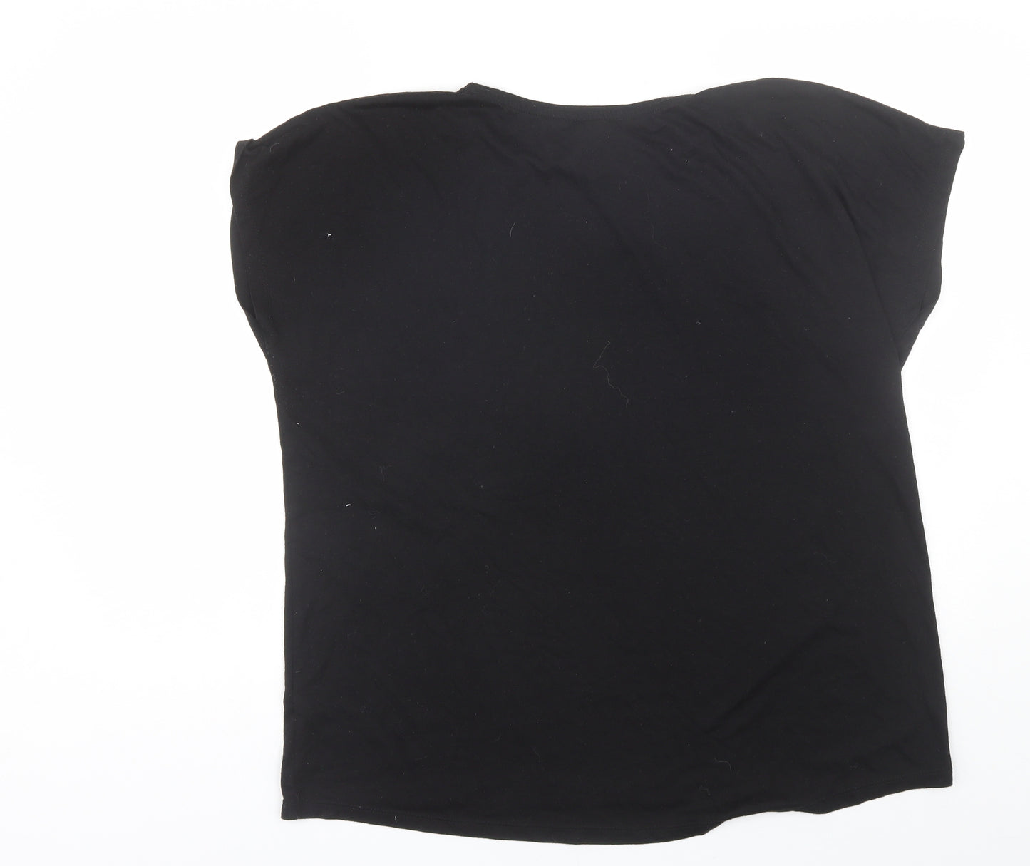 New Look Womens Black  Polyester Basic T-Shirt Size 18 Round Neck