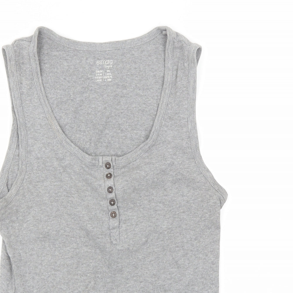 ESMARA Womens Grey  Cotton Basic Tank Size L Round Neck
