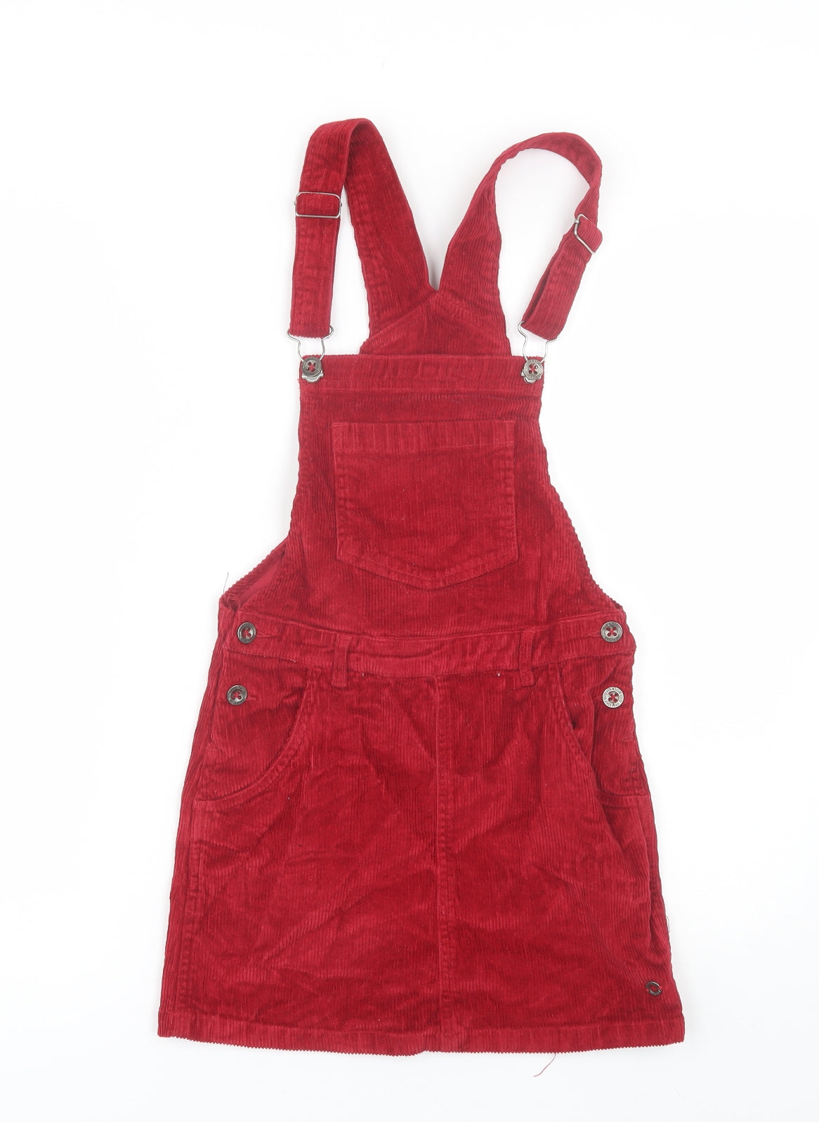 Gini&Jony Girls Red  Cotton Pinafore/Dungaree Dress  Size 11-12 Years  Square Neck
