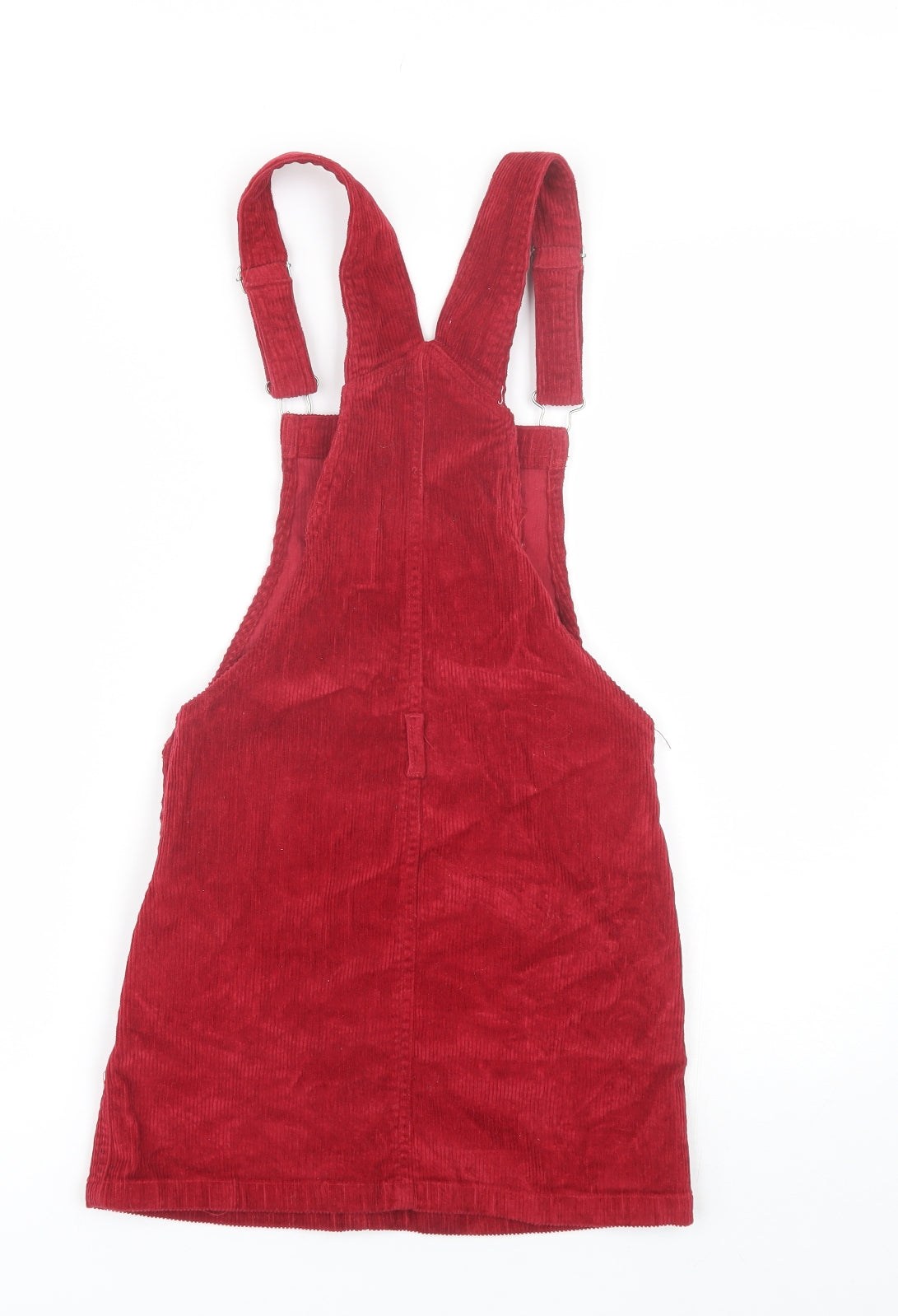 Gini&Jony Girls Red  Cotton Pinafore/Dungaree Dress  Size 11-12 Years  Square Neck