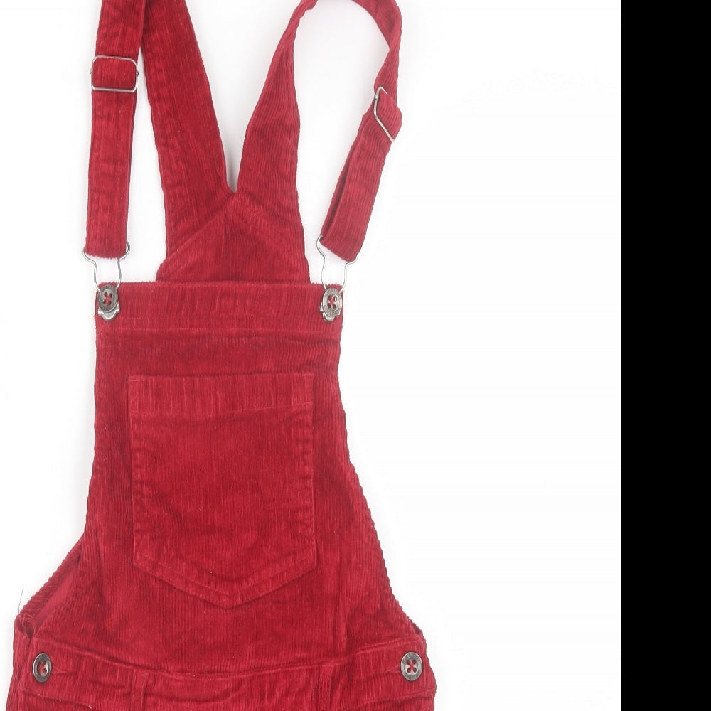 Gini&Jony Girls Red  Cotton Pinafore/Dungaree Dress  Size 11-12 Years  Square Neck
