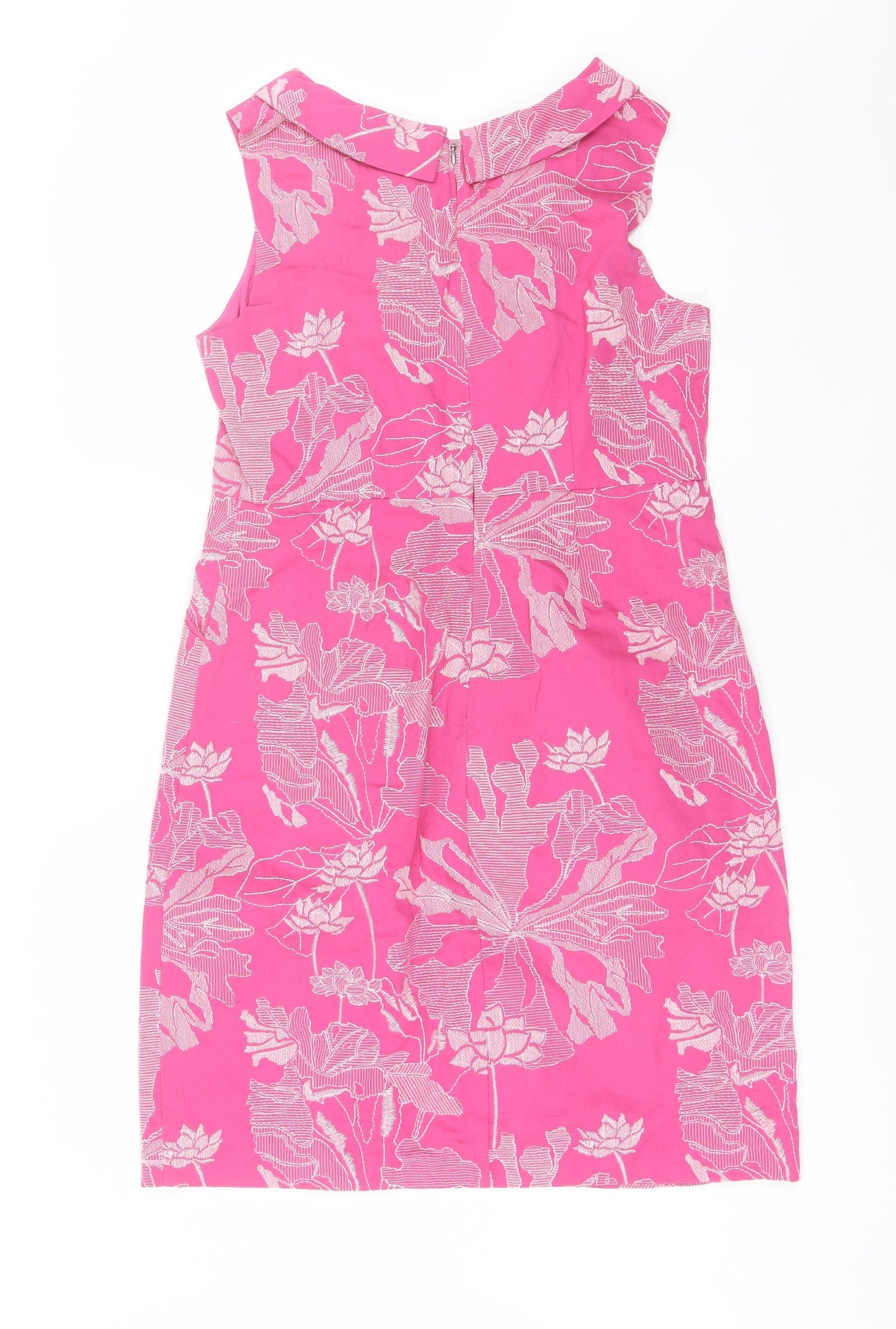 White Stuff Womens Pink Floral Cotton Shift  Size 12  Round Neck