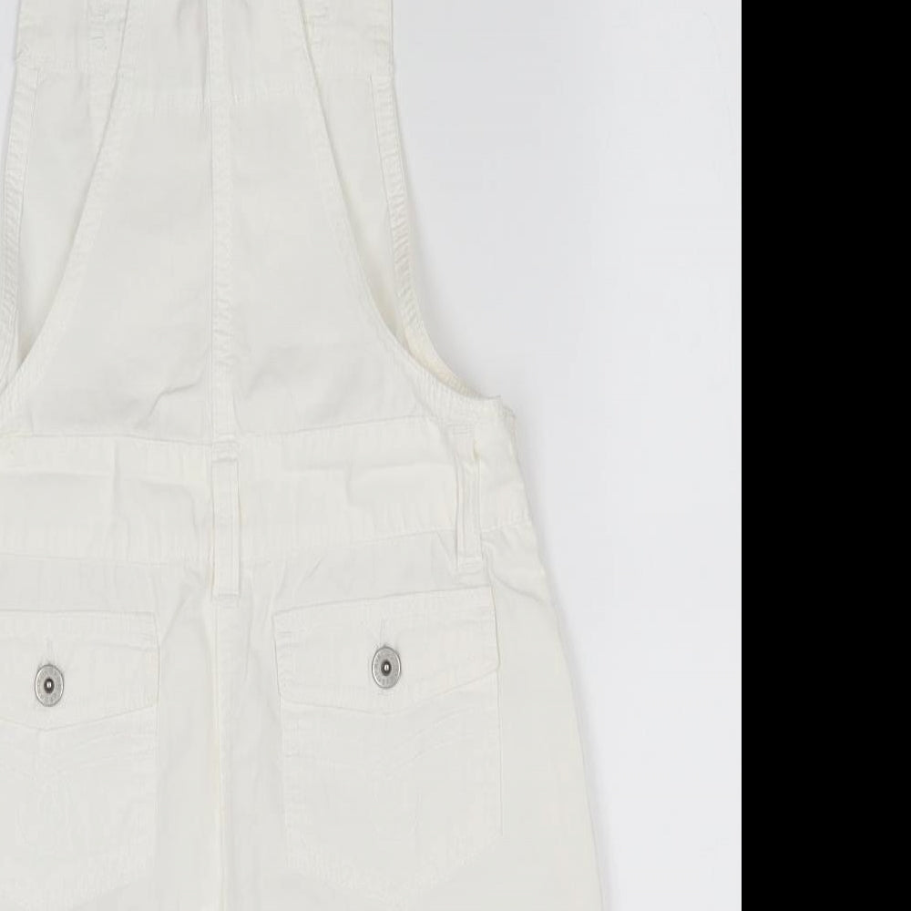 Sophie Girls White  Cotton Pinafore/Dungaree Dress  Size 13 Years  Square Neck