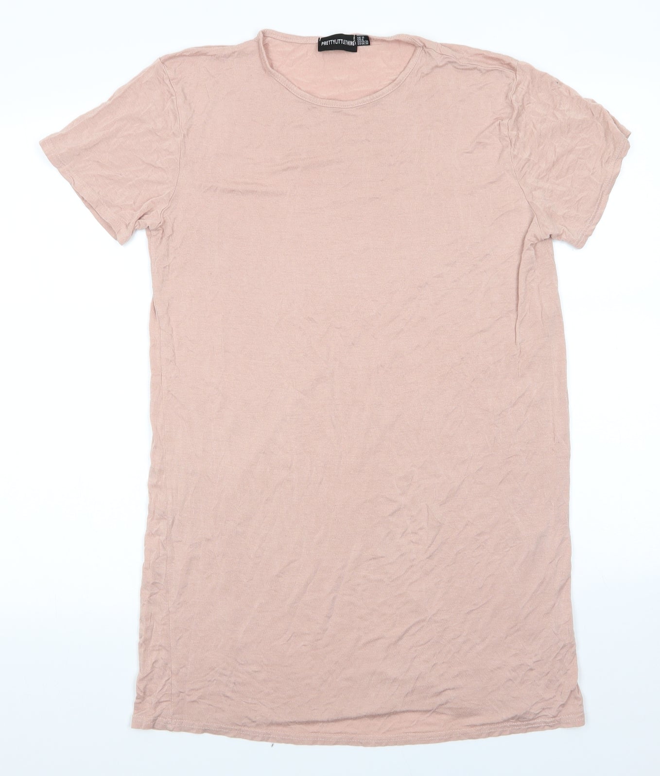 Pretty Little Thing  Womens Pink  Viscose T-Shirt Dress  Size 10  Round Neck