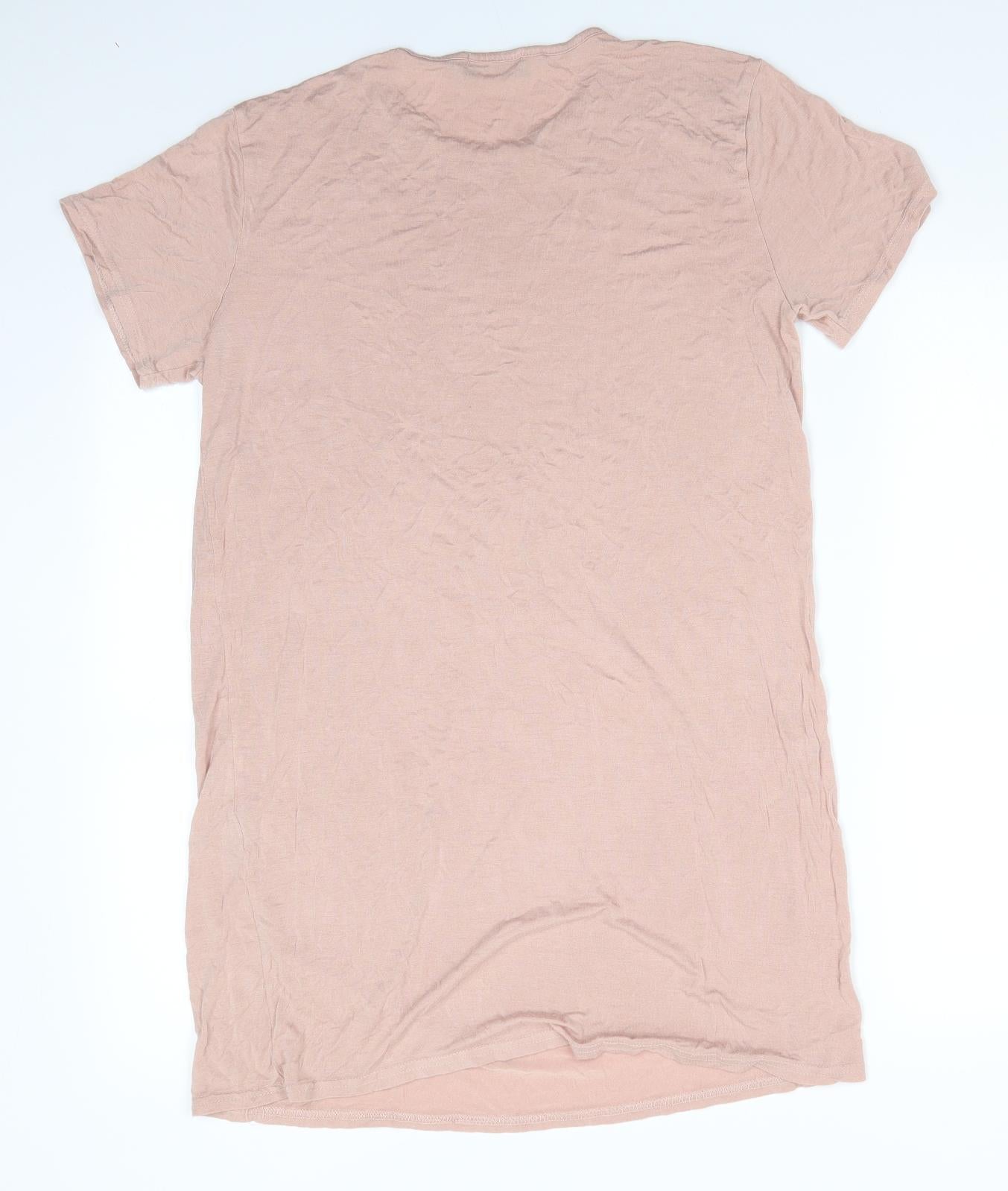Pretty Little Thing  Womens Pink  Viscose T-Shirt Dress  Size 10  Round Neck