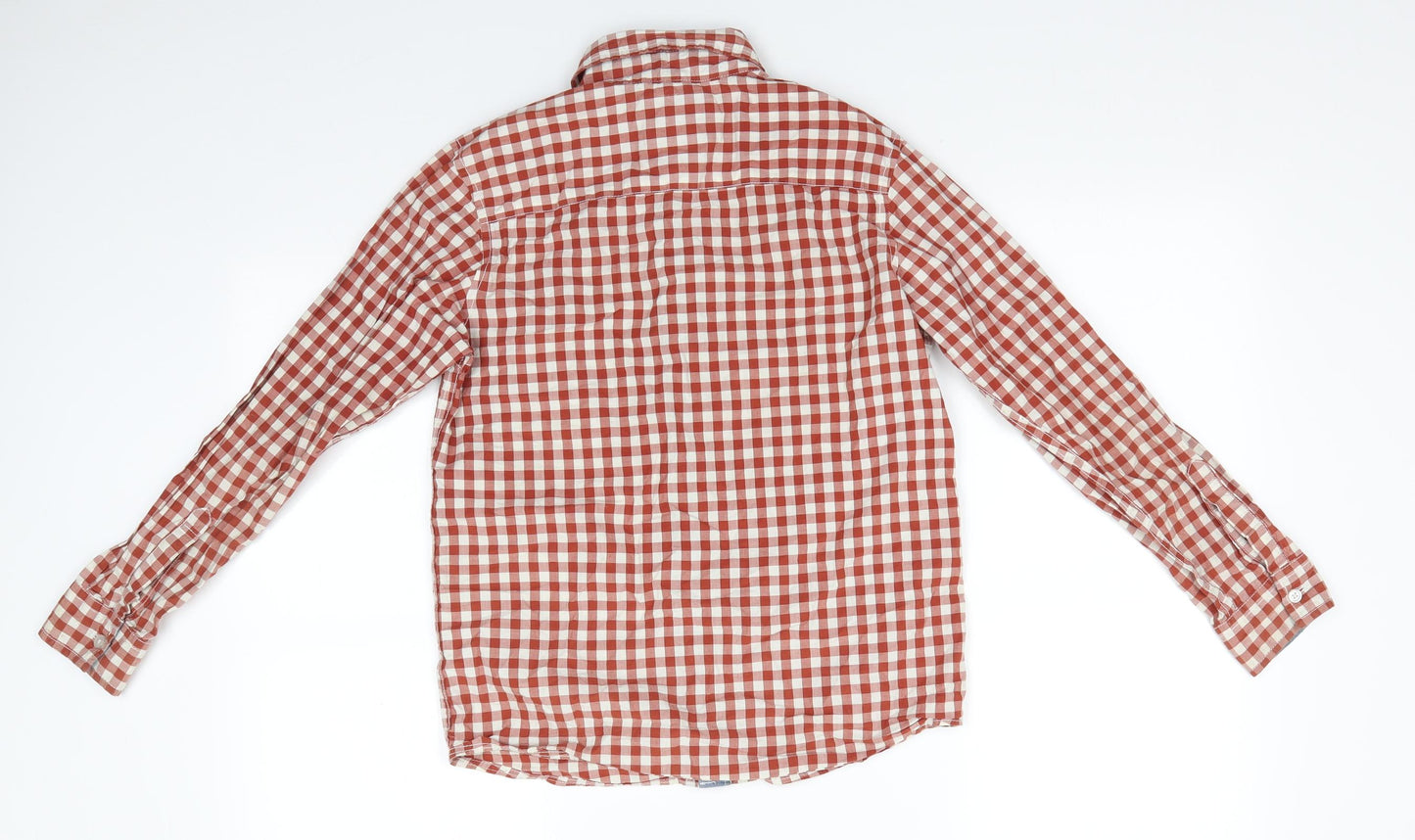 J Jeans Boys Orange Check Cotton Basic Button-Up Size 12 Years Collared  - Burnt Orange Brown
