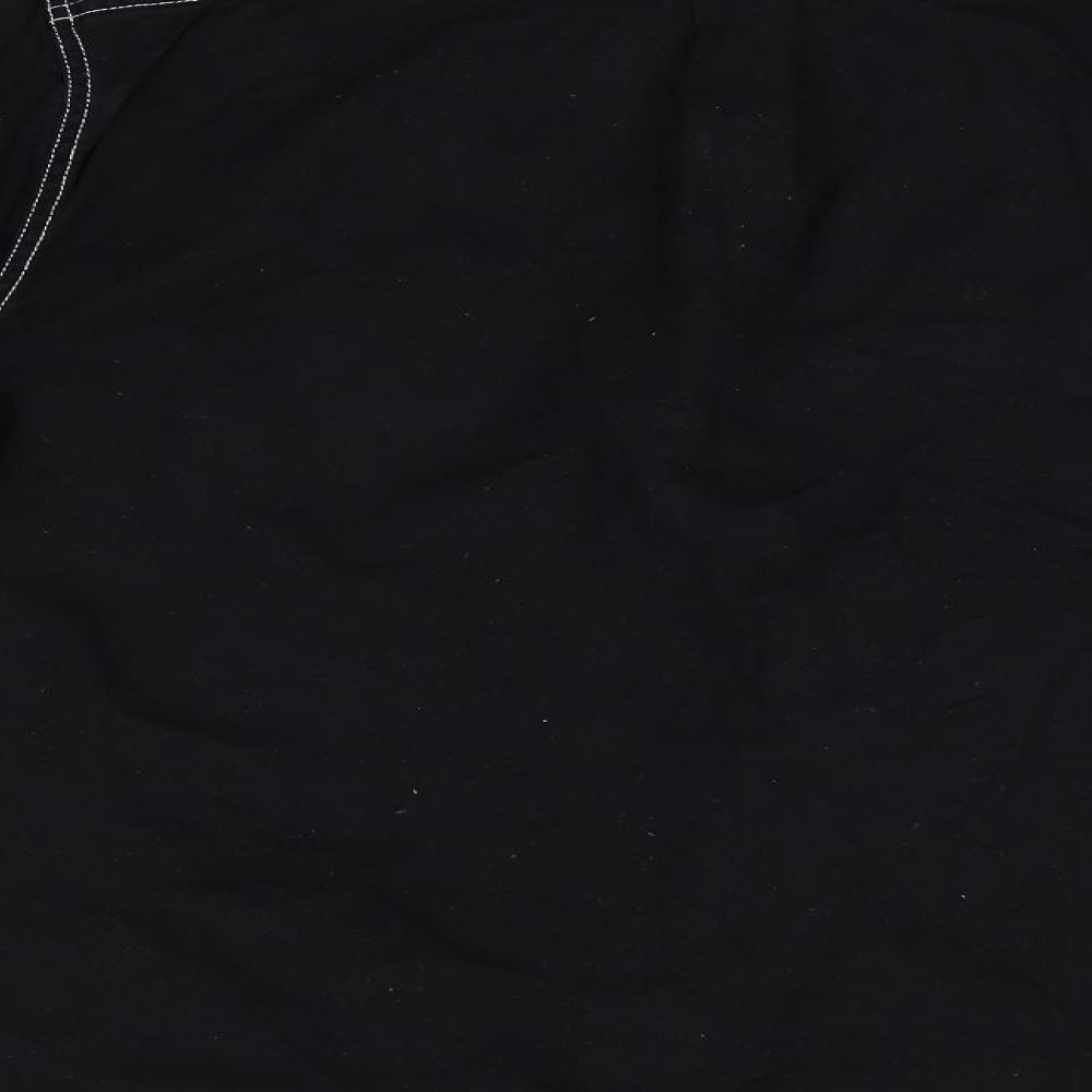 ASOS Mens Black  Cotton  Button-Up Size L Collared  - White top stitching & buttons