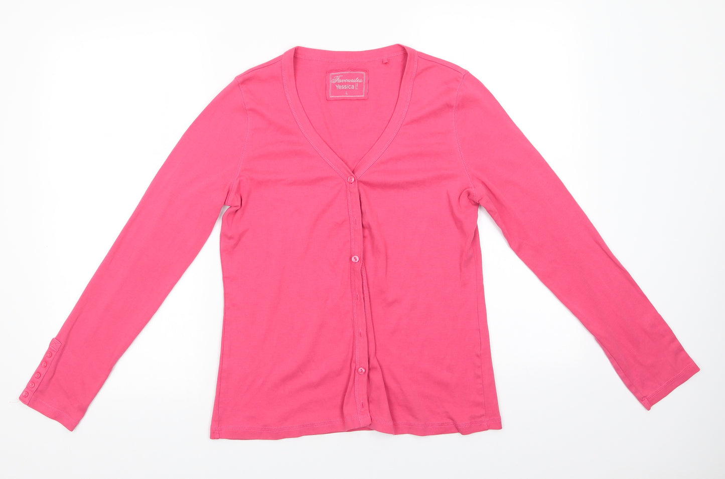 Yessica Womens Pink   Tunic T-Shirt Size L V-Neck - Coral colour