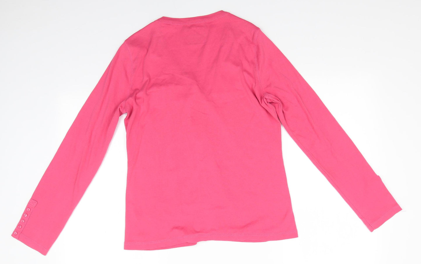 Yessica Womens Pink   Tunic T-Shirt Size L V-Neck - Coral colour
