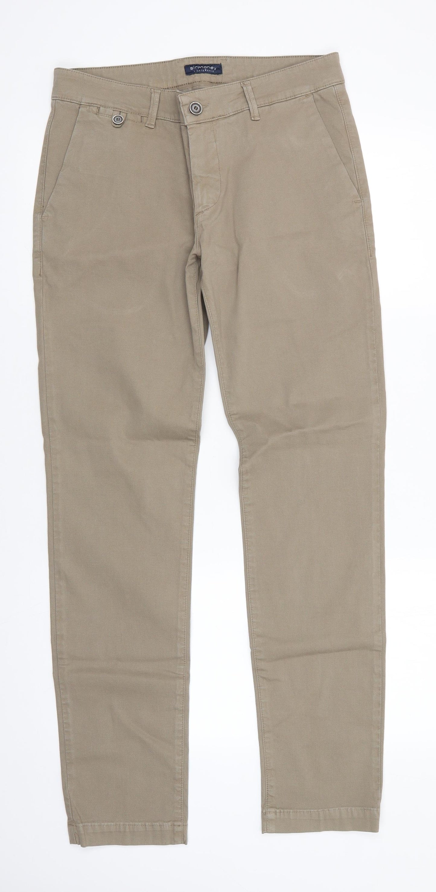 Sirmoney Mens Green  Cotton Chino Trousers Size 32 in L32 in Regular  - Light green
