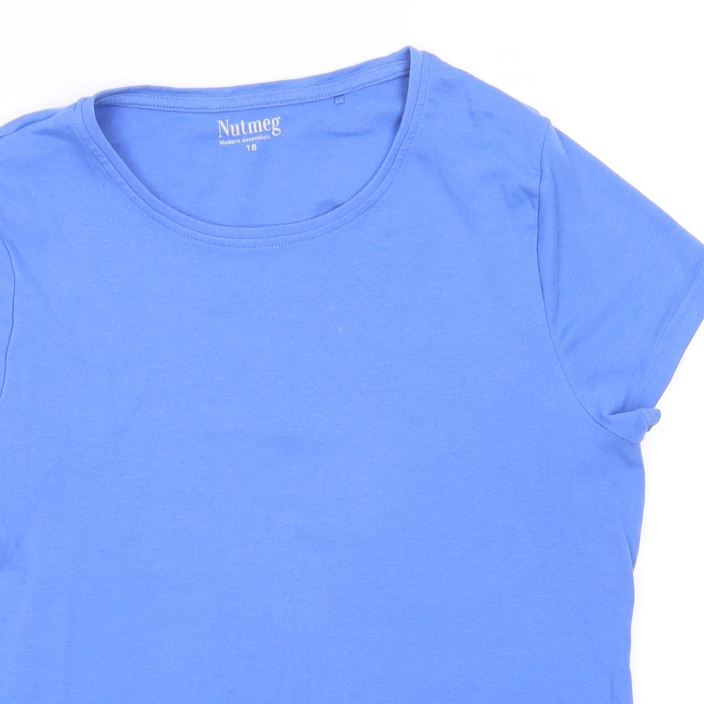 Nutmeg Womens Blue  Cotton Basic T-Shirt Size 18 Round Neck - Sky Blue