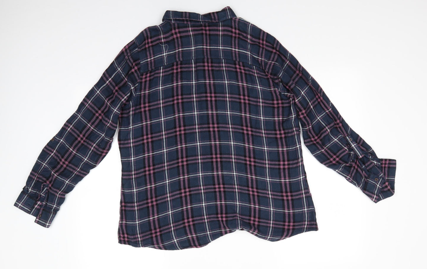 George Womens Blue Check Viscose Basic Button-Up Size 18 Collared - Teal & pink  Adjustable sleeves