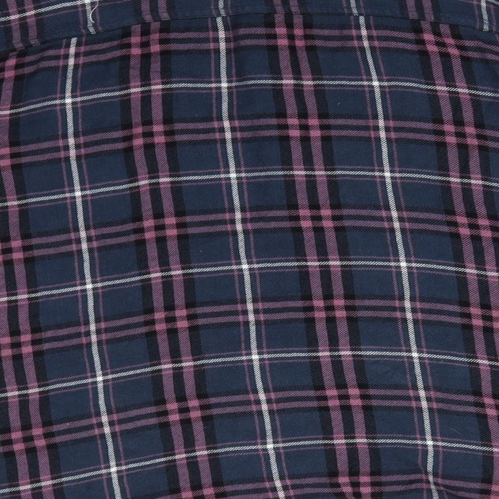 George Womens Blue Check Viscose Basic Button-Up Size 18 Collared - Teal & pink  Adjustable sleeves