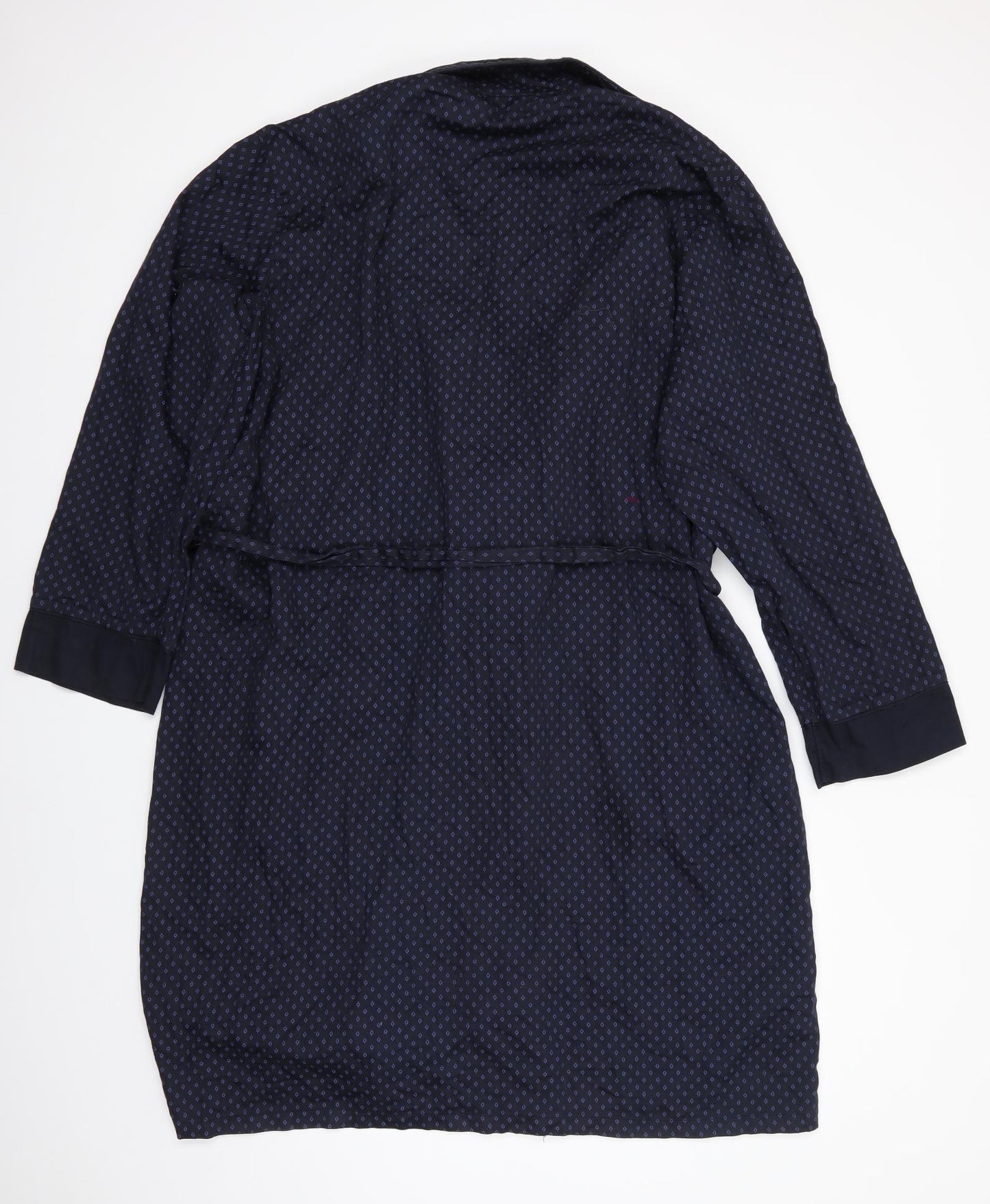 Marks and Spencer Mens Blue Polka Dot Cotton  Robe Size 2XL   - Polka dot style print Navy Blue
