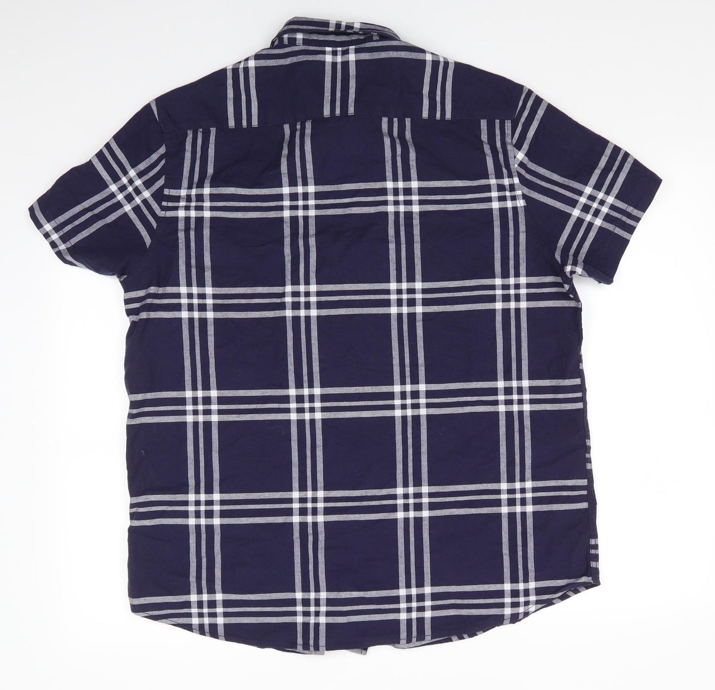 Cedar Wood State Mens Blue Check Cotton  Button-Up Size L Collared  - Blue White Check