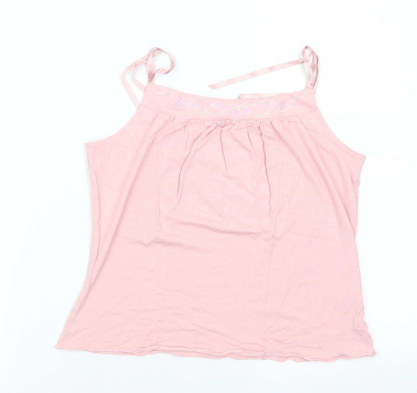EGF Girls Pink Floral Viscose Camisole Tank Size 11-12 Years Round Neck  - Ribbon straps