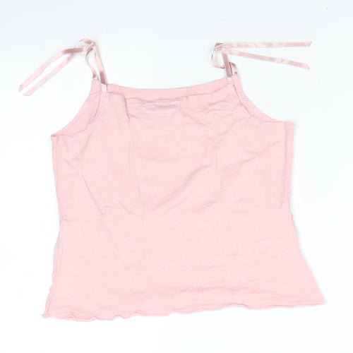 EGF Girls Pink Floral Viscose Camisole Tank Size 11-12 Years Round Neck  - Ribbon straps
