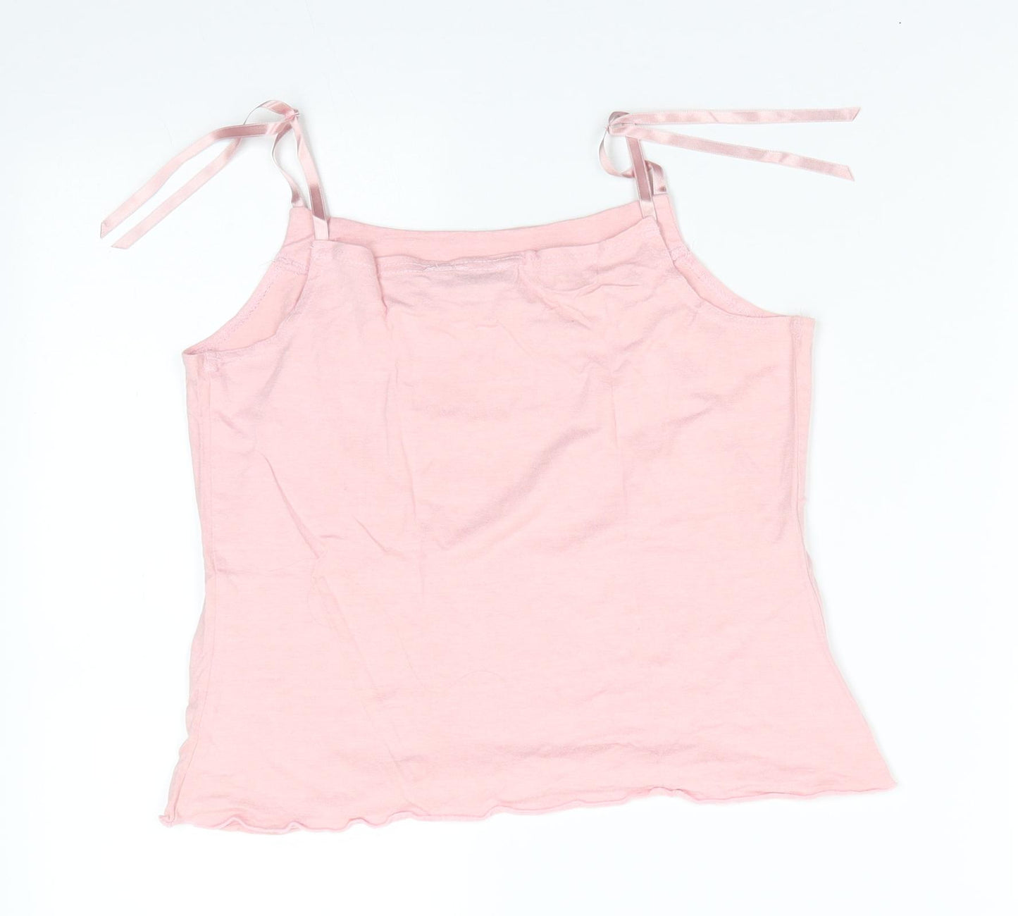 EGF Girls Pink Floral Viscose Camisole Tank Size 11-12 Years Round Neck  - Ribbon straps