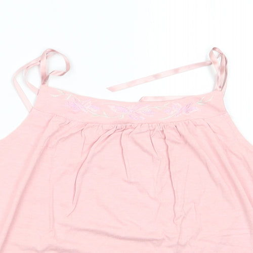 EGF Girls Pink Floral Viscose Camisole Tank Size 11-12 Years Round Neck  - Ribbon straps