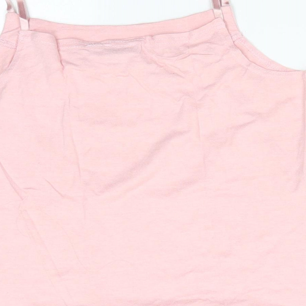 EGF Girls Pink Floral Viscose Camisole Tank Size 11-12 Years Round Neck  - Ribbon straps