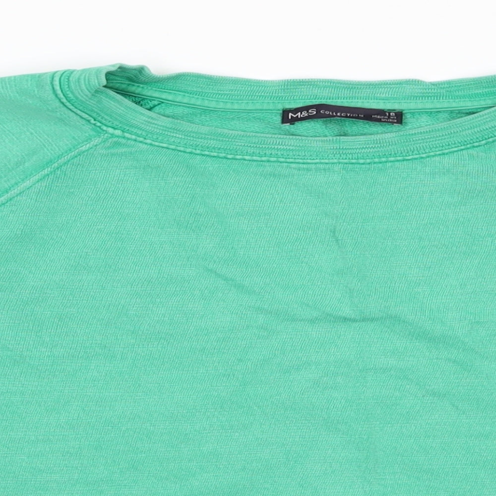 Marks and Spencer Womens Green  Cotton Pullover Sweatshirt Size 18   - Emerald Green