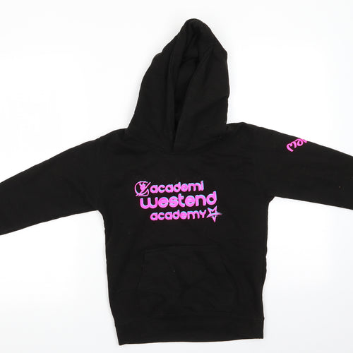 Just Hoods Girls Black  Cotton Pullover Hoodie Size 7-8 Years   - Academi Westend Academy