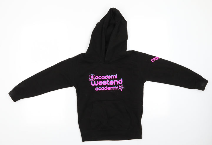 Just Hoods Girls Black  Cotton Pullover Hoodie Size 7-8 Years   - Academi Westend Academy