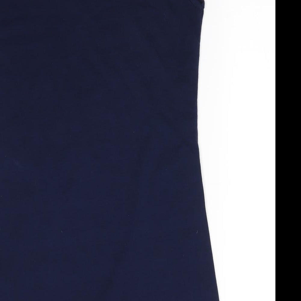 Preworn Womens Blue   A-Line  Size L  V-Neck  - Brass like heavy beading