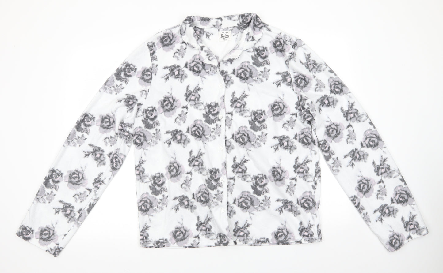 Sleep & Lounge Womens White Floral Polyester  Pyjama Top Size 16   - Pink Grey Flowers