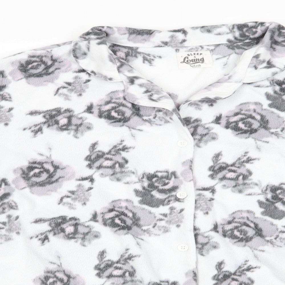 Sleep & Lounge Womens White Floral Polyester  Pyjama Top Size 16   - Pink Grey Flowers